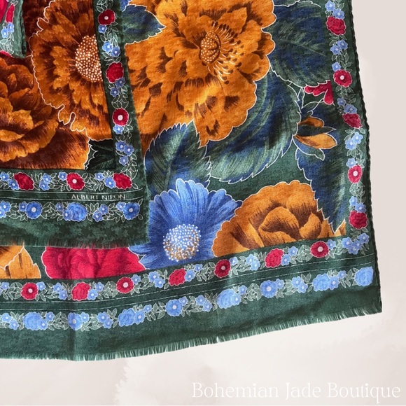 Vintage Albert Nipon Silk Floral Scarf - Picture 4 of 5